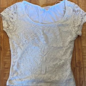Guess white lace crop top